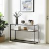 48.03" Glass Console Sofa Table;  Modern Open Hallway Table;  Narrow Entryway Table;  2 Shelves Couch Side Table with Adjustable Feet