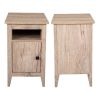 Set of 2 Wood Side Table, Narrow End Table with Cabinet and Shelf, 2-Tier Nightstand for Small Space