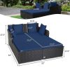 Spacious Outdoor Rattan Daybed with Upholstered Cushion